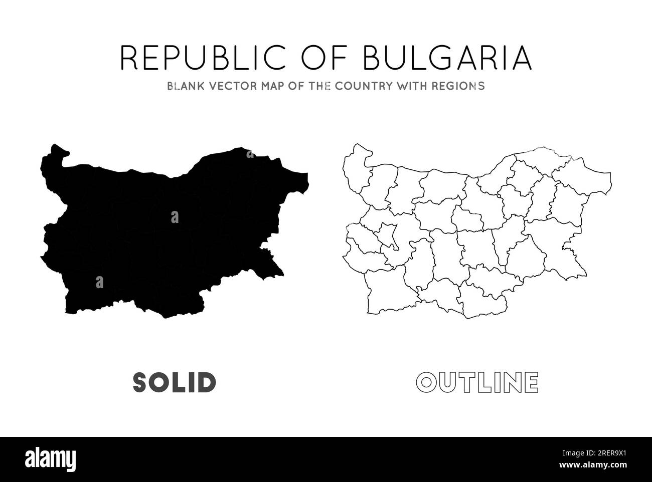 Landkarte Bulgarien. Leere Vektorkarte des Landes mit Regionen. Grenzen Bulgariens für Ihre Infografik. Vektordarstellung. Stock Vektor