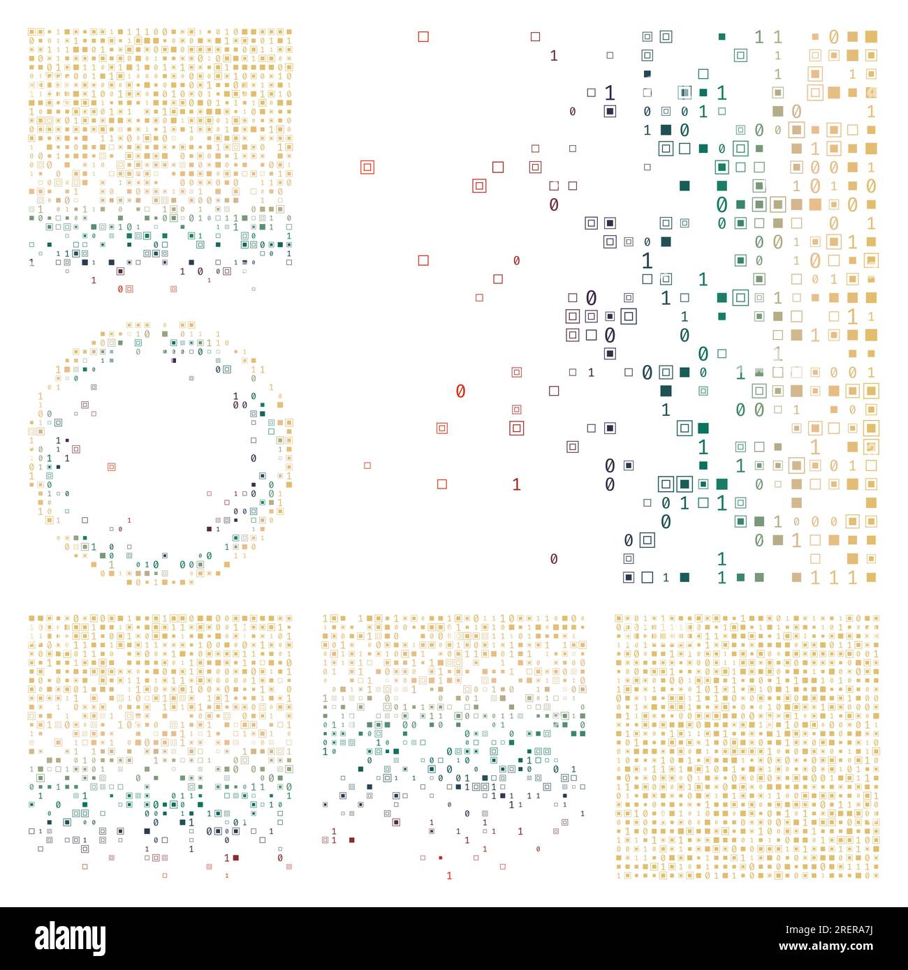 Matrixhintergrund. Kontrastfarbener Hintergrund mit rot-grün-braunem Farbschema. Abgestufte geometrische Muster. Ansprechende Vektordarstellung. Stock Vektor