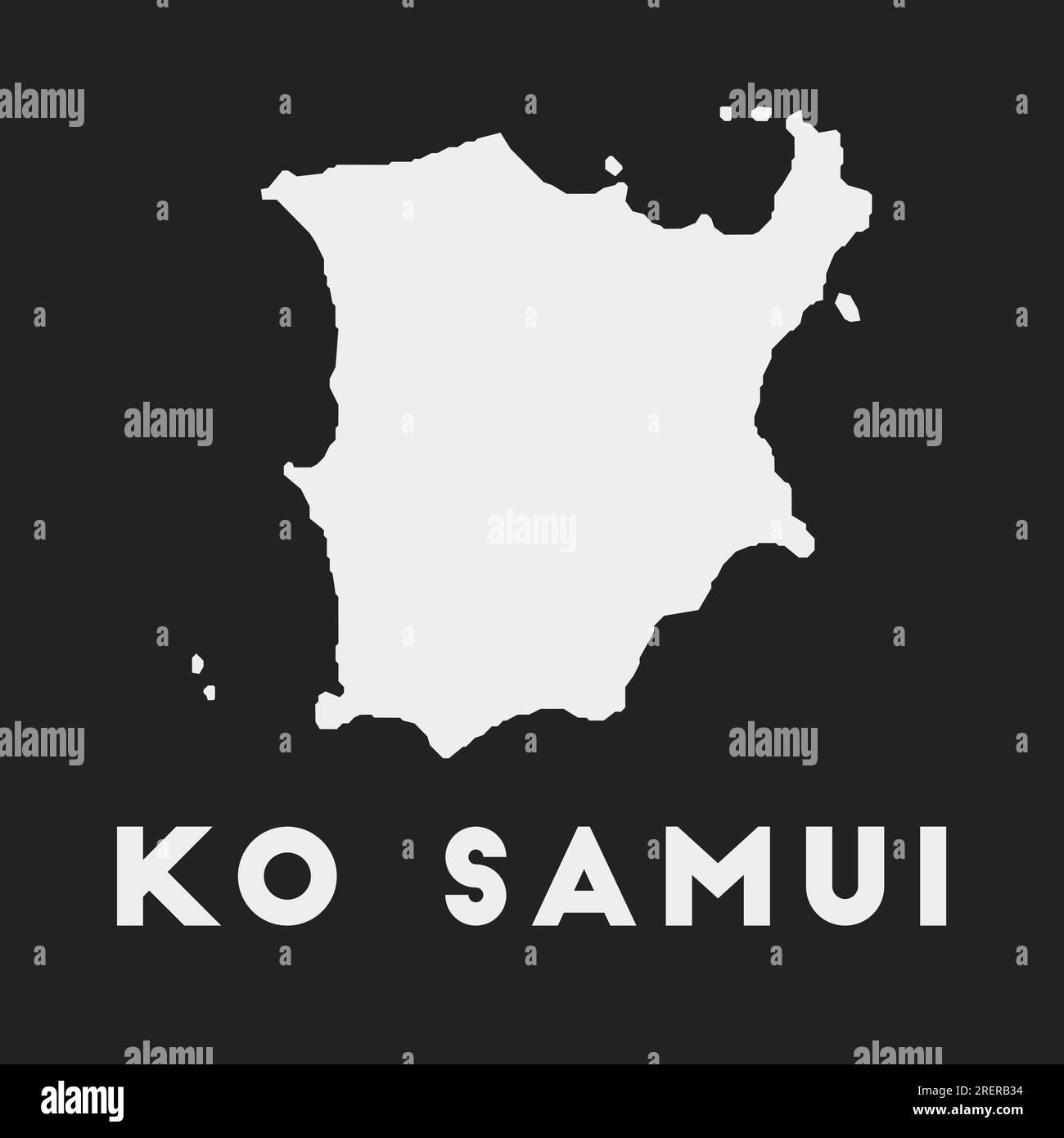Ko Samui-Symbol. Inselkarte auf dunklem Hintergrund. Stilvolle Karte von Ko Samui mit Inselname. Vektordarstellung. Stock Vektor