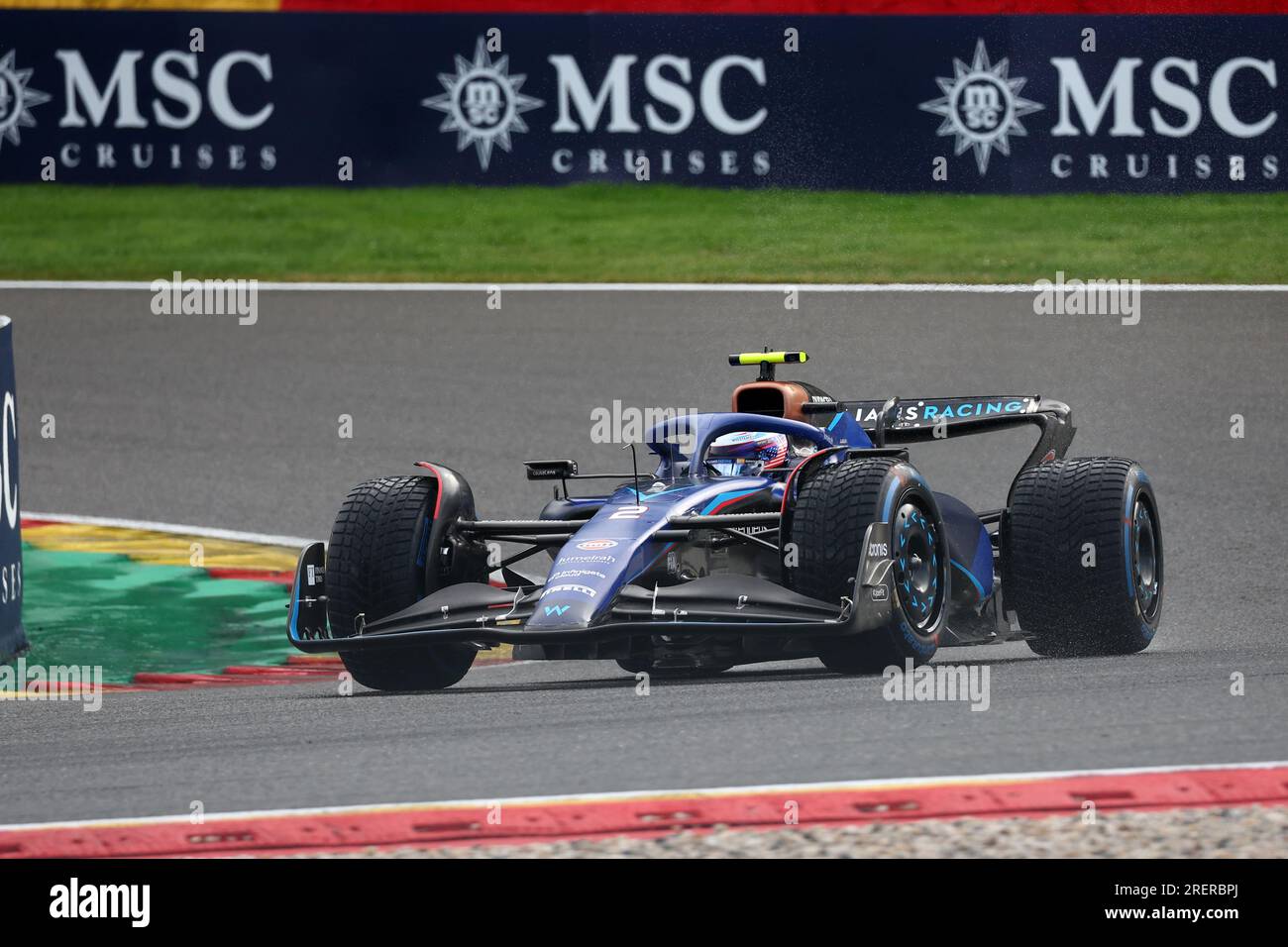 Stavelot, Belgien. 29. Juli 2023. Logan Sargeant of Williams Racing auf der Rennstrecke während des Sprintrennen des F1 Grand Prix von Belgien im Spa Francorchamps am 29. Juli 2023 in Stavelot, Belgien. Kredit: Marco Canoniero/Alamy Live News Stockfoto