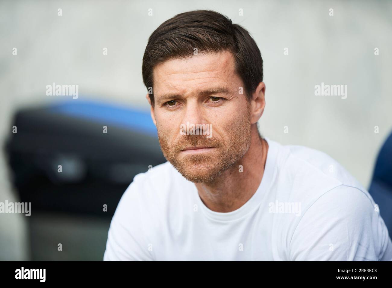 San Sebastian, Spanien. 29. Juli 2023. Bayer 04 Leverkusen Cheftrainer Xabi Alonso spielte am 29. Juli 2023 im reale Arena Stadium in San Sebastian, Spanien, während des Vorsaison-Freundschaftsspiels zwischen Real Sociedad und Bayer Leverkusen. (Foto: Cesar Ortiz/PRESSINPHOTO) Kredit: PRESSINPHOTO SPORTS AGENCY/Alamy Live News Stockfoto