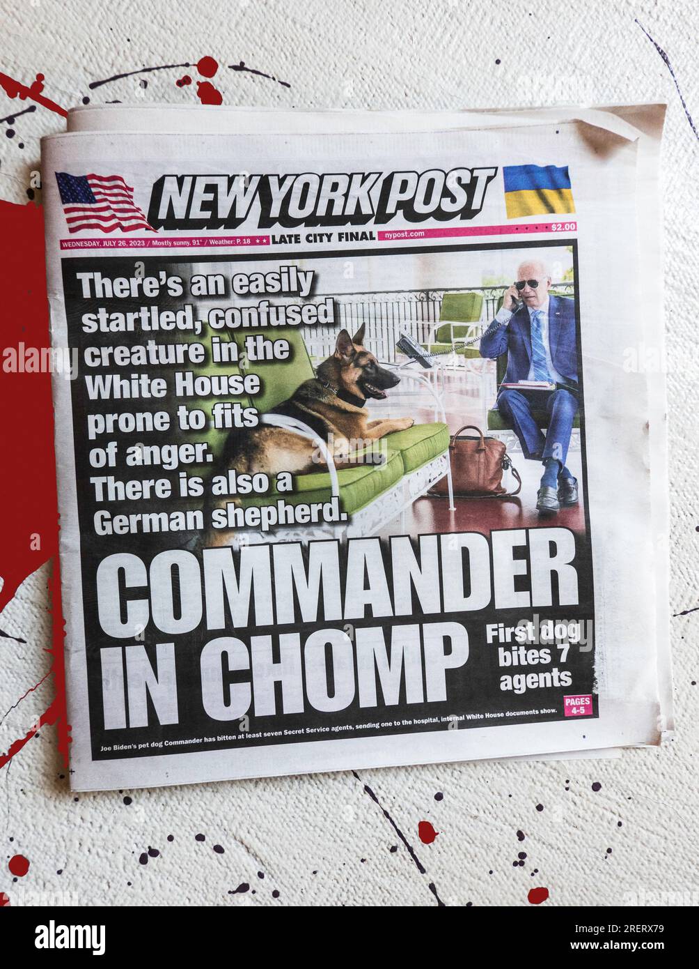 Sensationelle Highlights und Berichterstattung in der Zeitung New York Post, USA, 26. Juli 2023 Stockfoto