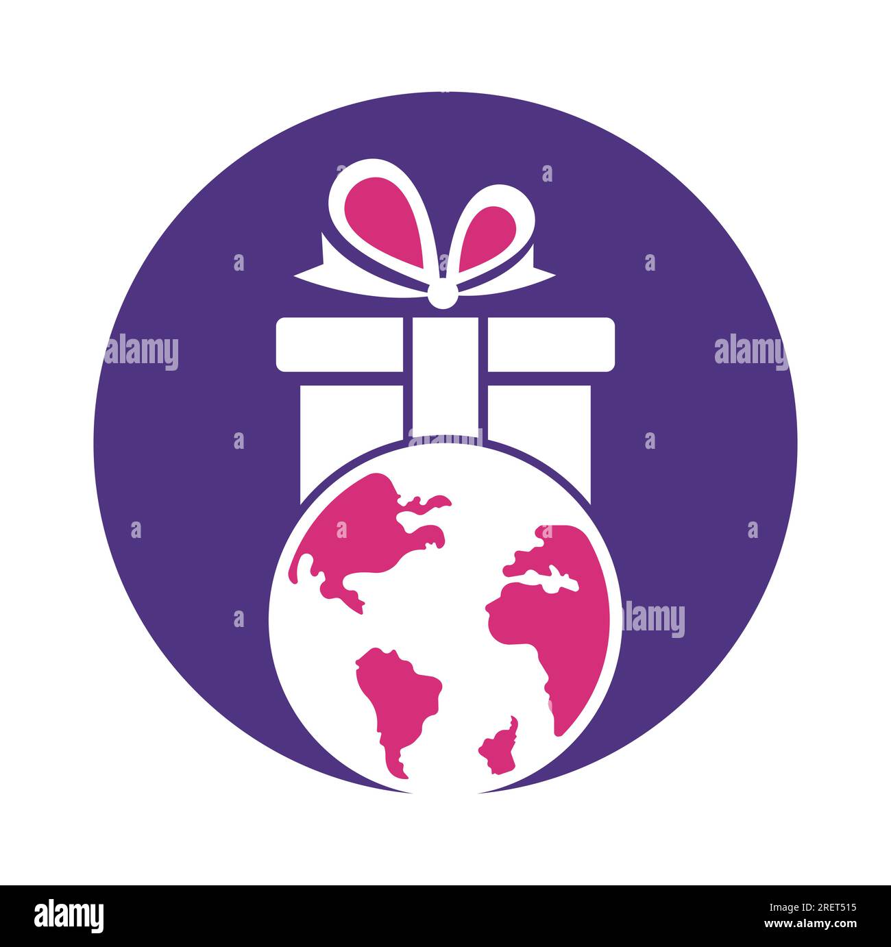 Vektor für die Designvorlage für das globale Geschenklogo. Logo-Vorlage für Gift World. Stock Vektor