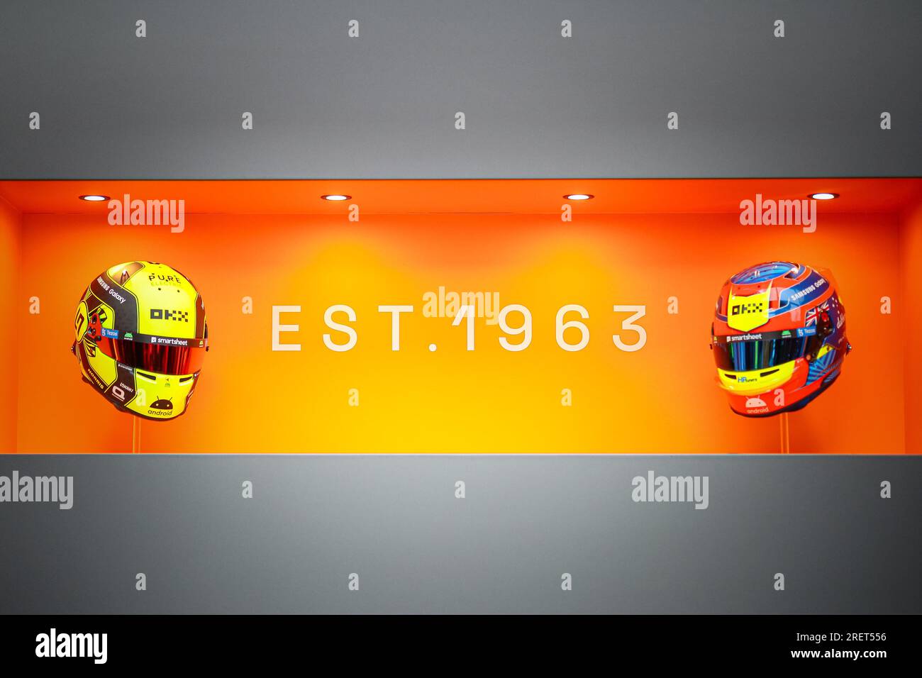 Helm während der belgischen GP, Spa-Francorchamps 27-30. Juli 2023 Formel 1 Weltmeisterschaft 2023. Stockfoto