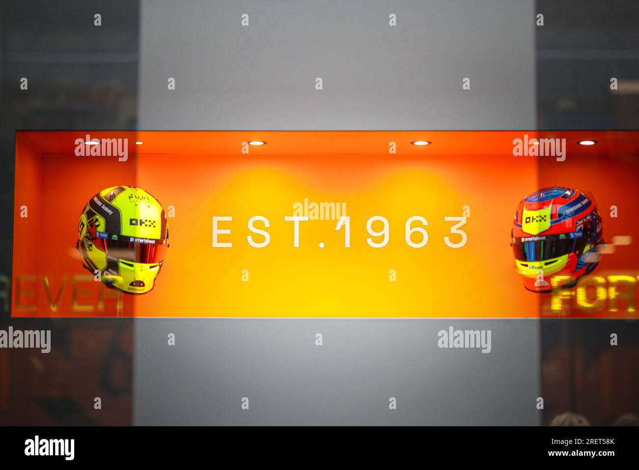 Helm während der belgischen GP, Spa-Francorchamps 27-30. Juli 2023 Formel 1 Weltmeisterschaft 2023. Stockfoto