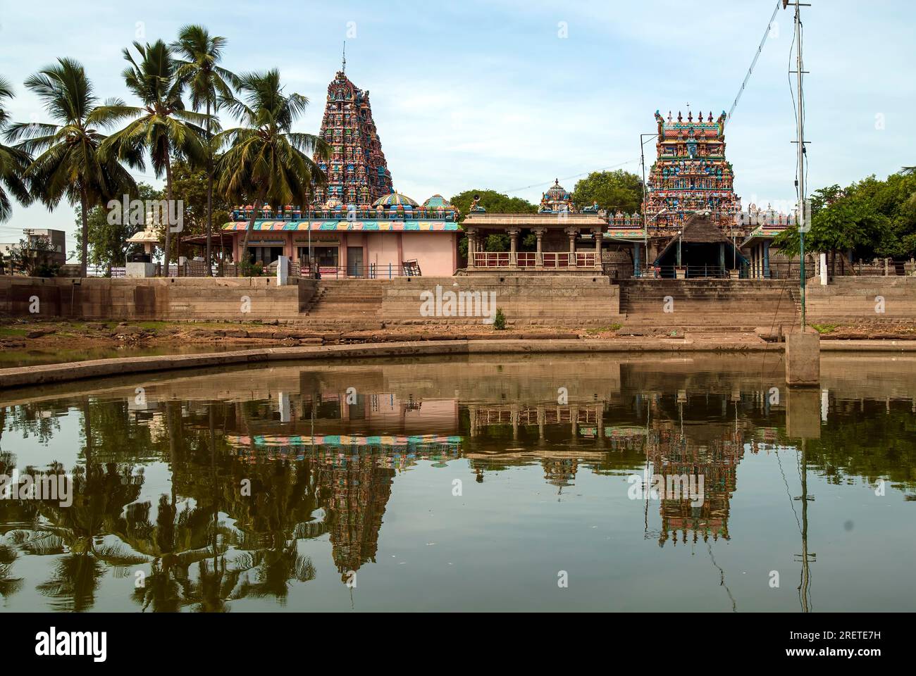 Sri Karpaga Vinayakar Tempel mit heiligen Panzeroorani in Pillaiyarpatti bei Karaikudi, Tamil Nadu, Südindien, Indien, Asien Stockfoto