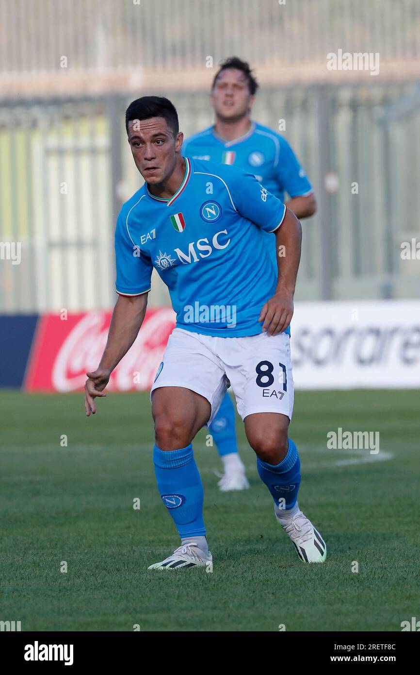 Giacomo Raspadori aus Neapel Während eines Fußballspiels Neapel gegen Hatayspor vor der Saison, Stadio Patini Castel di Sangro Italien Stockfoto