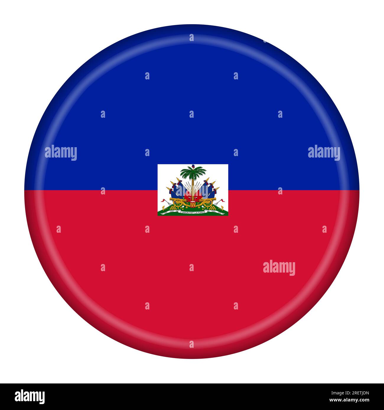 Abbildung der Haiti-Flaggenschaltfläche 3D mit Beschneidungspfad Stockfoto