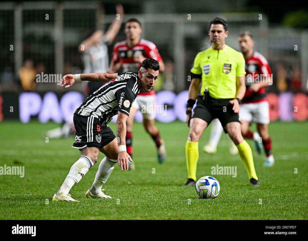 Belo Horizonte, Brasilien. 29. Juli 2023. Cristian Pavon von von Atletico Mineiro während des Spiels zwischen Atletico Mineiro und Flamengo für die brasilianische Serie A 2023 im Arena Independencia Stadium am 29. Juli in Belo Horizonte. Foto: Gledston Tavares/DiaEsportivo/Alamy Live News Kredit: DiaEsportivo/Alamy Live News Stockfoto