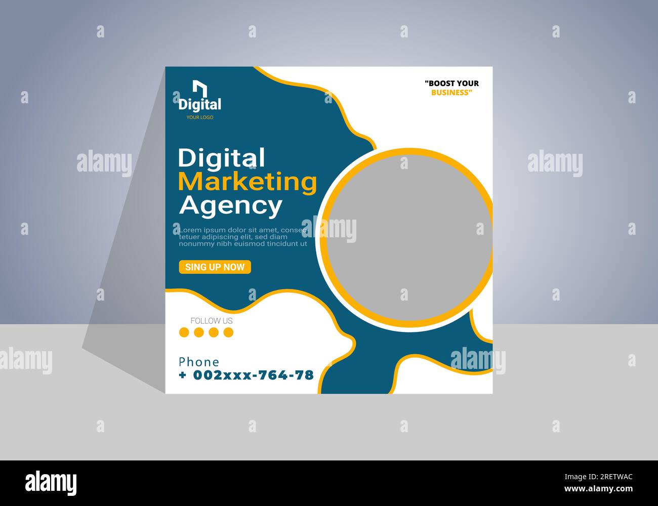 Social-Media-Bannerdesign, quadratisches Bannerdesign, Banner-Design für Agenturen, Design von Social-Media-Vorlagen, Socail-Media-Post-Design Stock Vektor