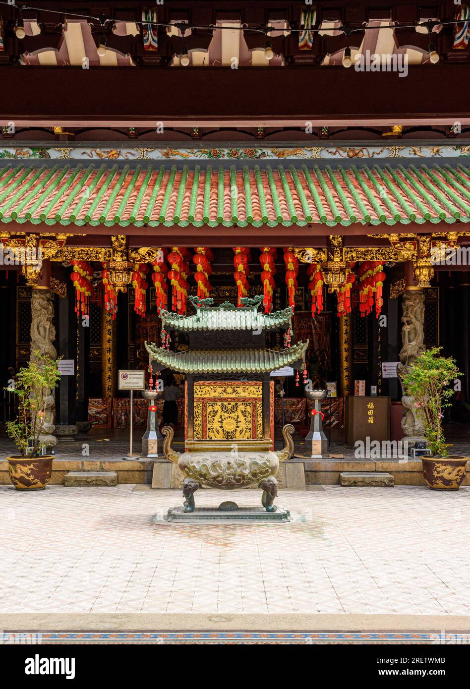 Thian Hock Keng Tempel Innenhof, Chinatown, Singapur Stockfoto