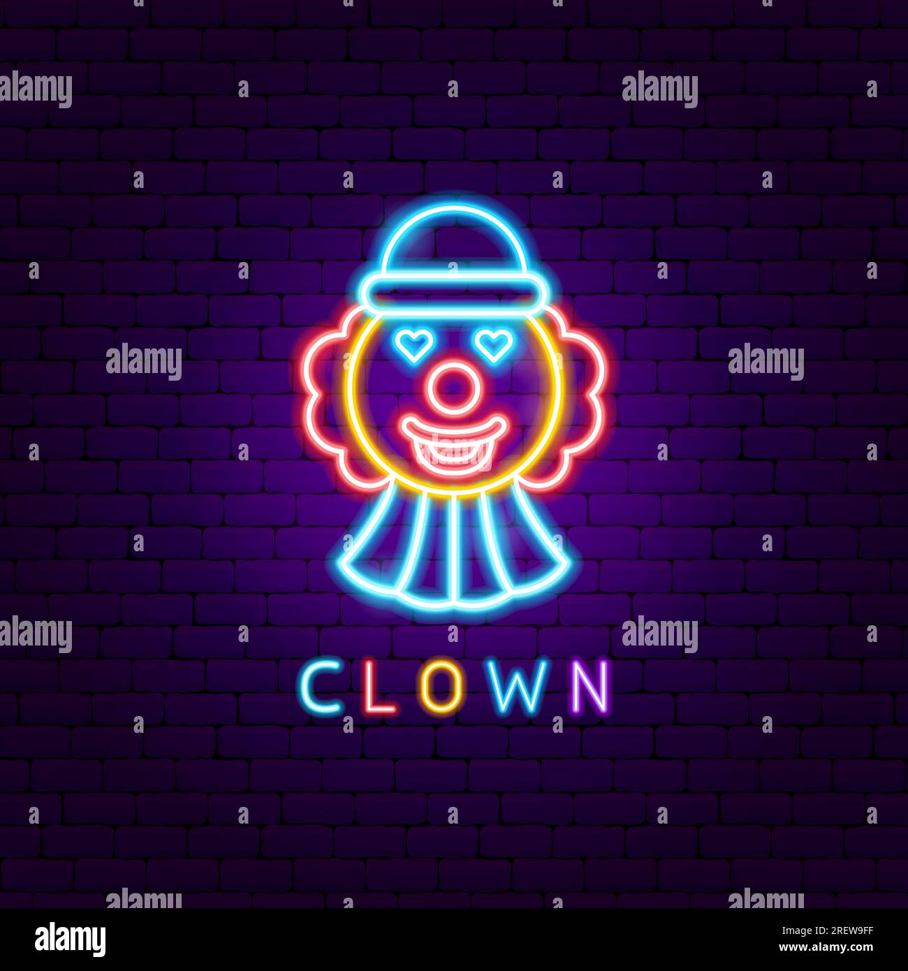 Clown Neon Label Stock Vektor