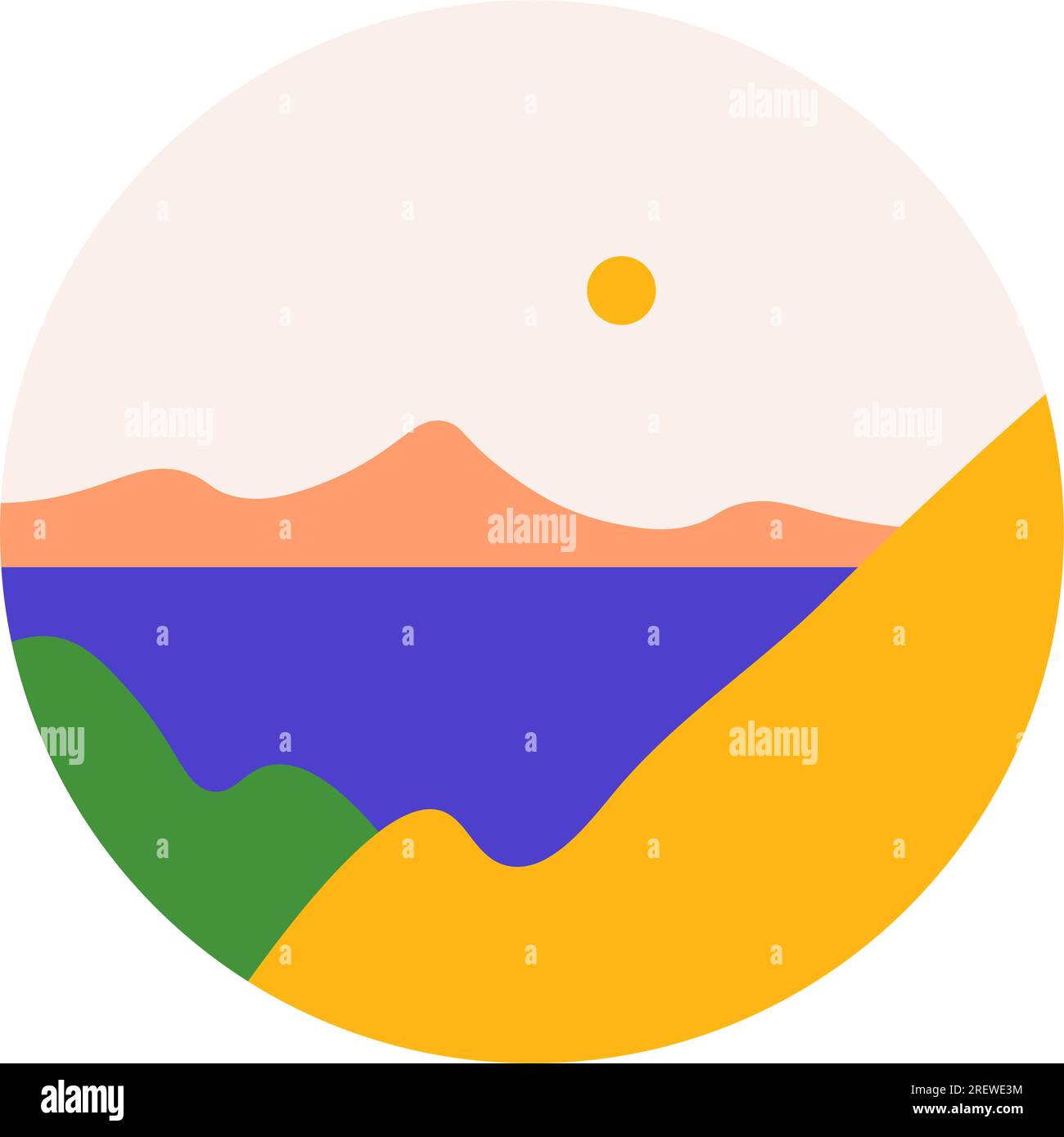 Naturlandschaft, Berge und See oder Teiche Stock Vektor