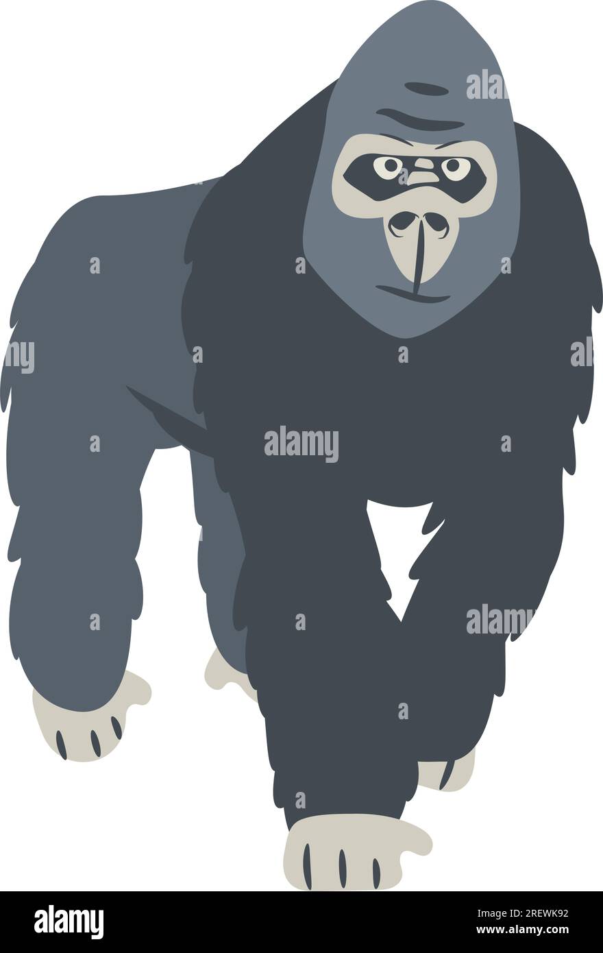 Großer Gorilla-Cartoon auf weißem Hintergrund. Orang-Utan-Affen-Clipart Stock Vektor