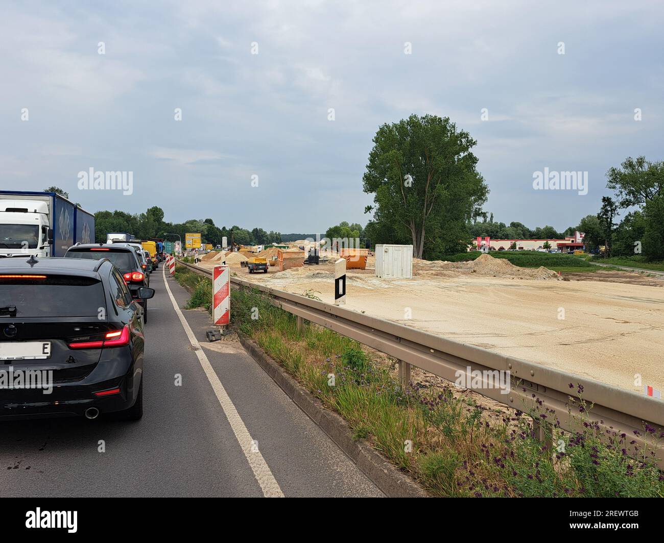 Neubau der Autobahn A14 bei Stendal, Teilabschnitt des Lückenschlusses zwischen Magdeburg und Schwerin, Sachsen-Anhalt, Deutschland Stockfoto
