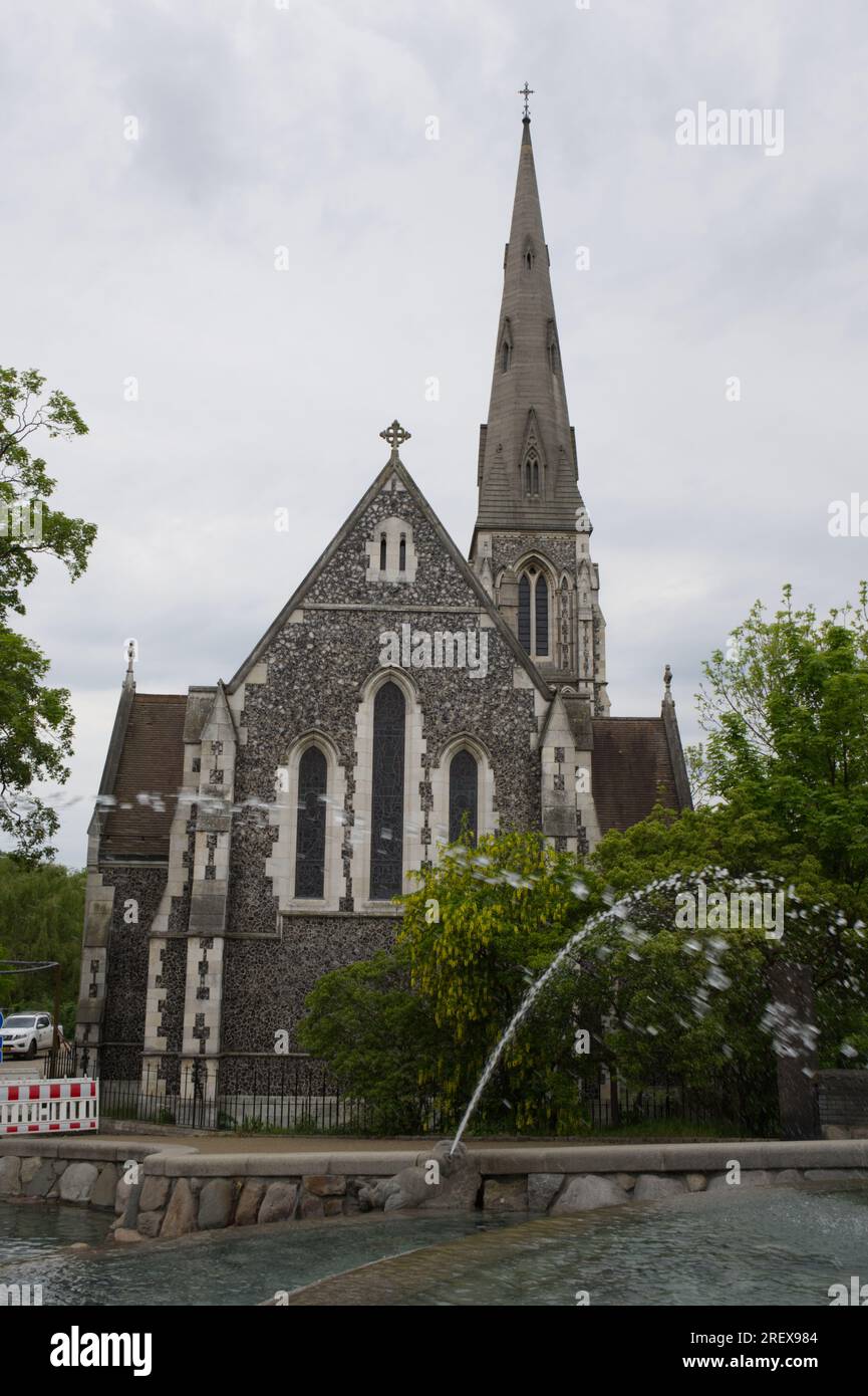 St. Alban's Church oder die englische Kirche am Gefion-Brunnen Kopenhagen, Dänemark Stockfoto