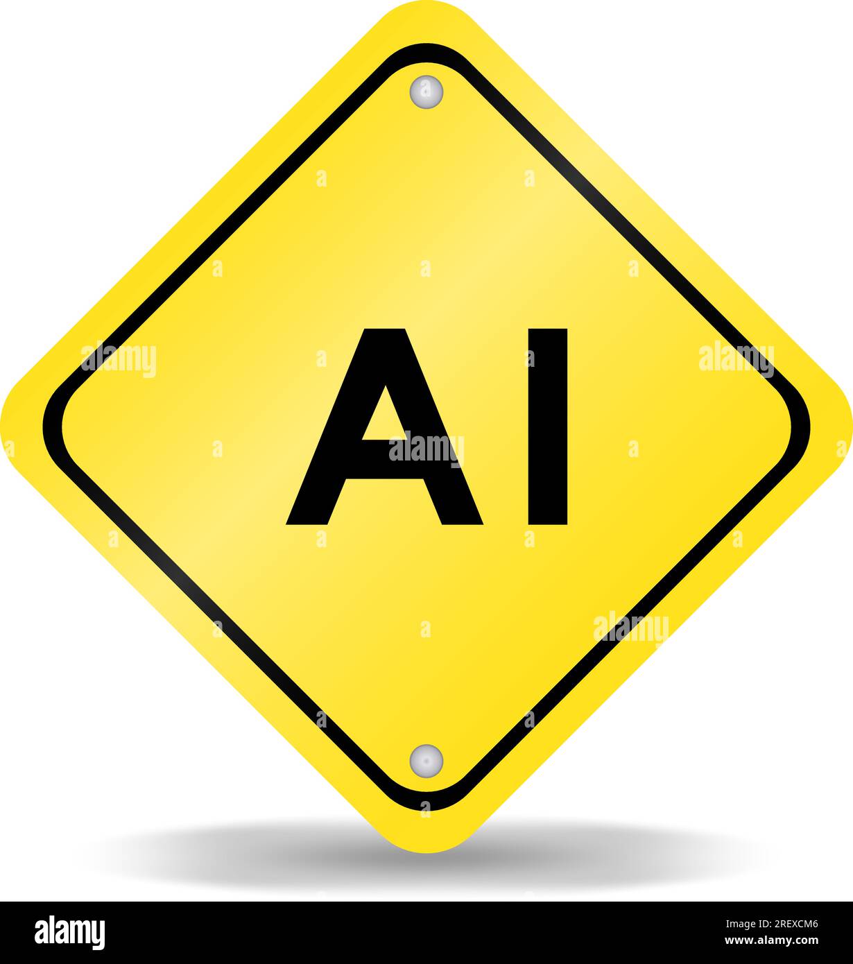 Gelbes Transportzeichen mit Wort AI (Abkrzung fr knstliche Intelligenz)  auf weiem Hintergrund Stock-Vektorgrafik - Alamy