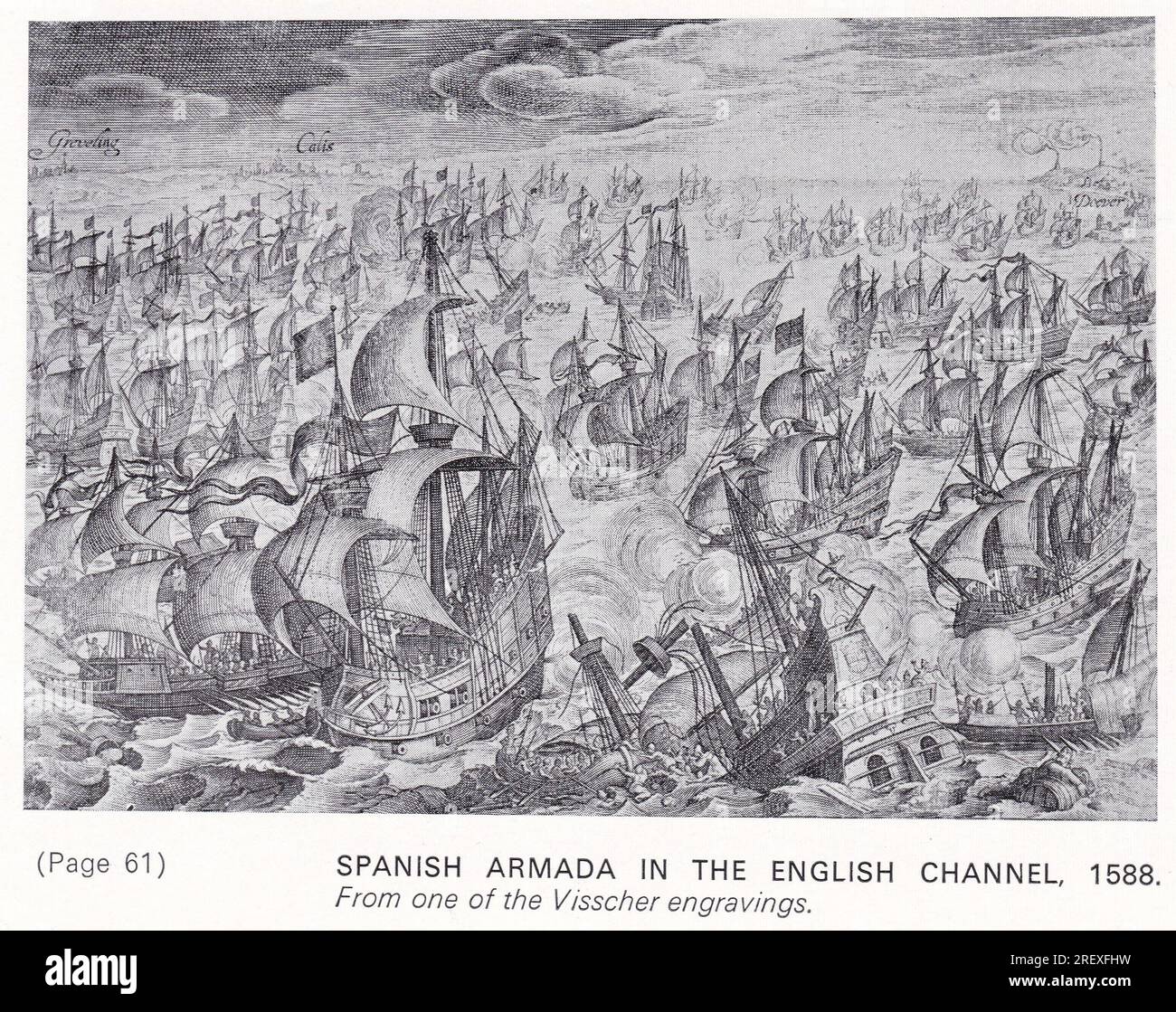 Spanische Armada im englischen Kanal 1588. Stockfoto