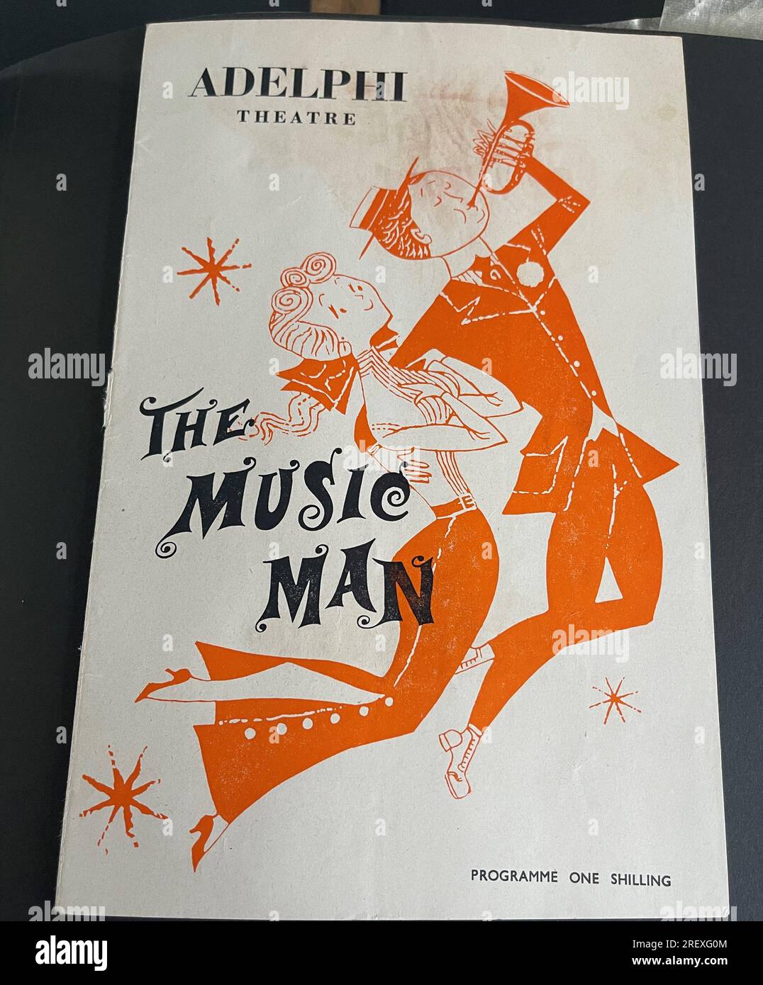 Vintage-Flyer von The Music man, Adelphi Theatre, 1961. Stockfoto