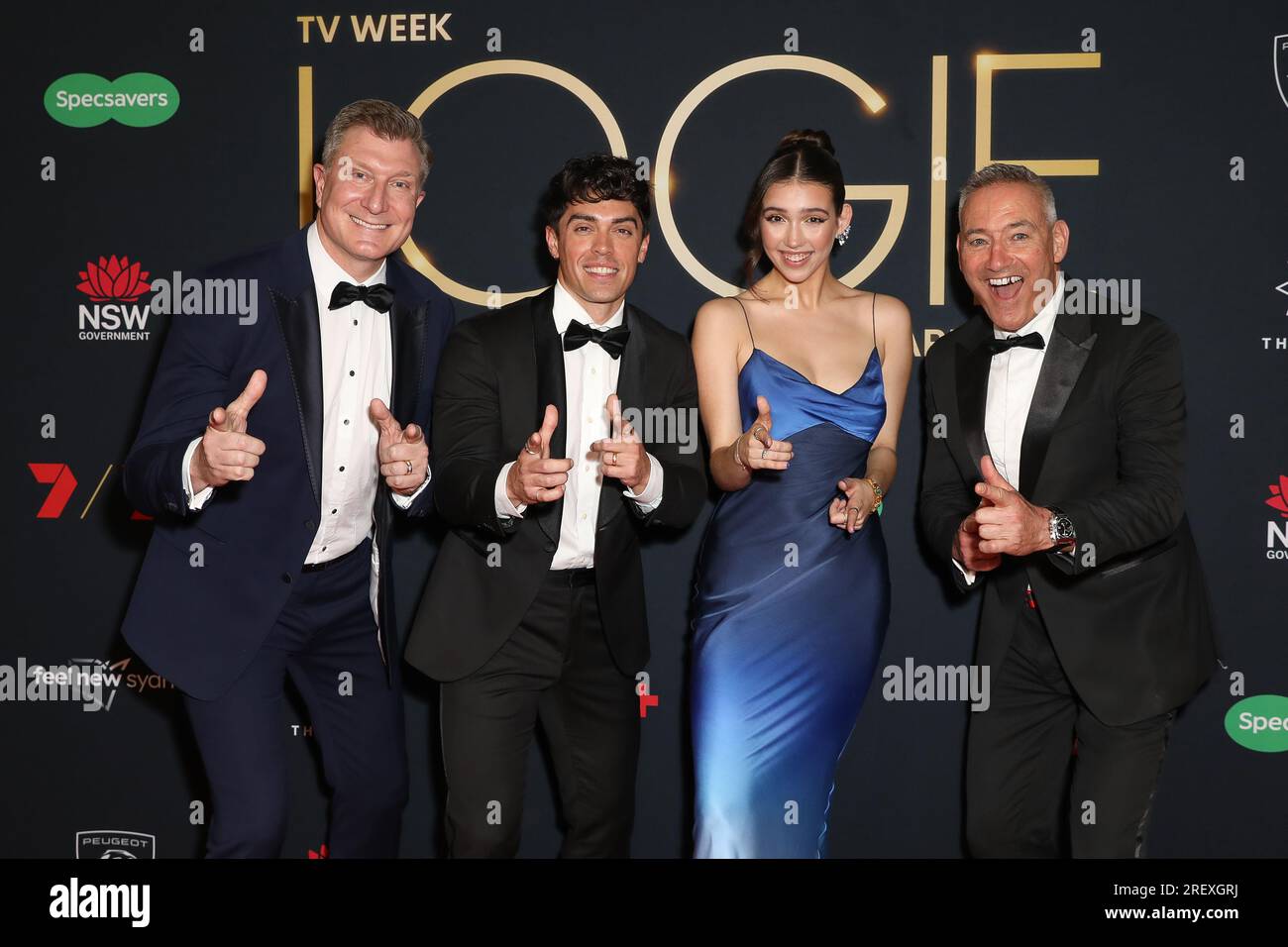 30. Juli 2023: SIMON PRYCE, JOHN PEARCE, LUCIA FIELD und ANTHONY FIELD nehmen an den TV WEEK Logie Awards 63. im Star am 30. Juli 2023 in Sydney, NSW, Australien Teil (Kreditbild: © Christopher Khoury/Australian Press Agency via ZUMA Wire) REDAKTIONELLER GEBRAUCH! Nicht für den kommerziellen GEBRAUCH! Stockfoto