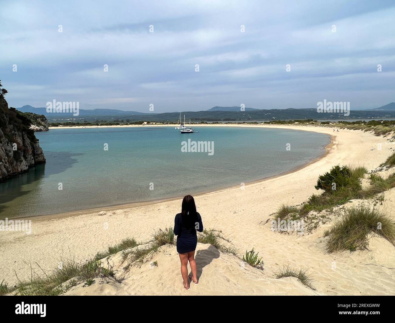 Blick auf den Strand von Voidokilia in Messinia, Griechenland Stockfoto