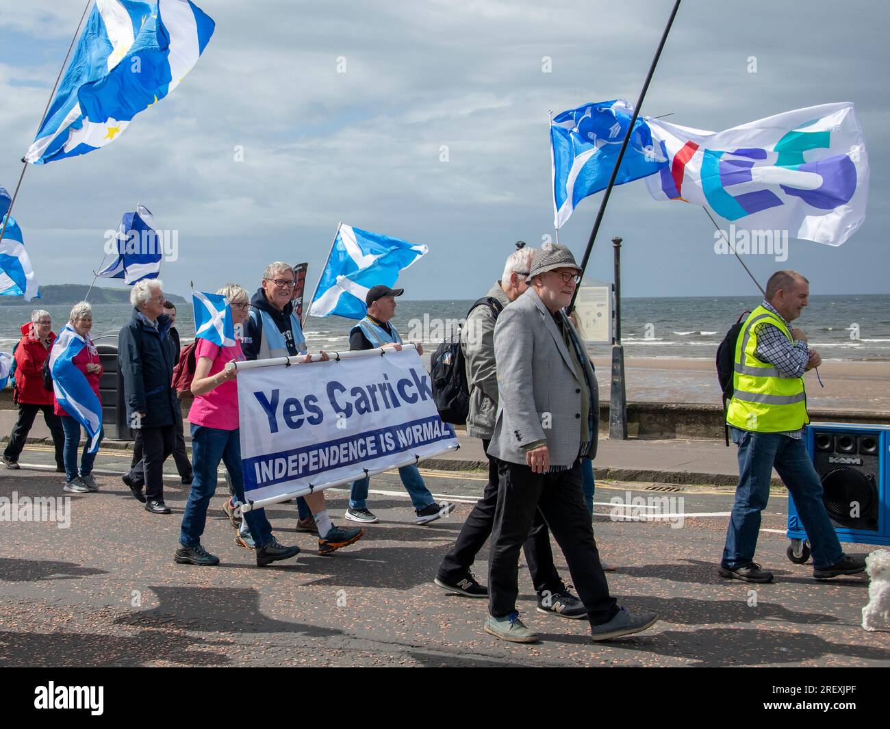 Ayr, Schottland, Großbritannien. 29. Juli 2023: A March of Independence in Ayr, Schottland. Stockfoto