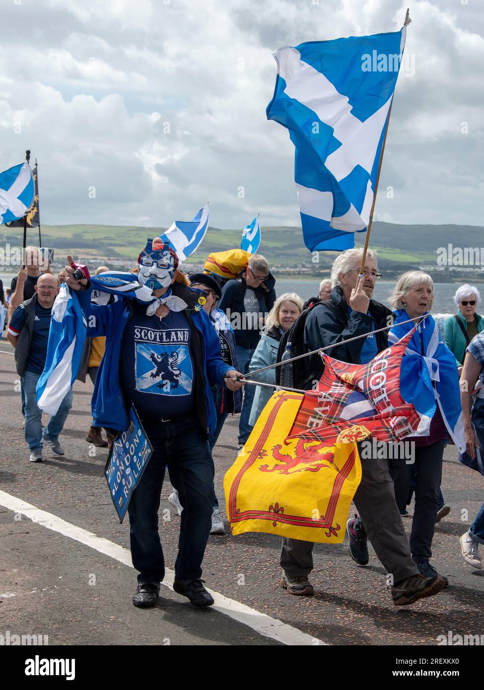 Ayr, Schottland, Großbritannien. 29. Juli 2023: A March of Independence in Ayr, Schottland. Stockfoto