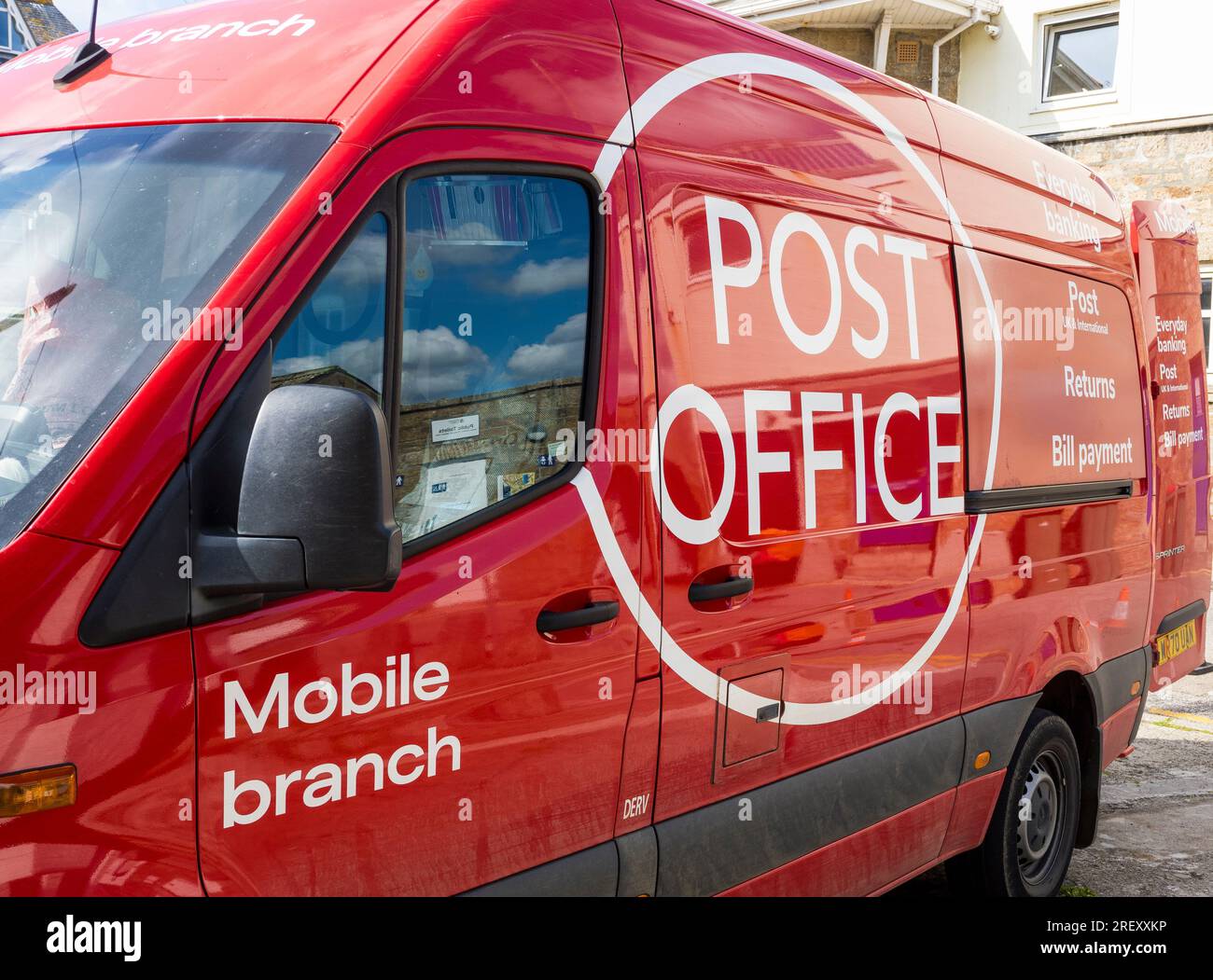 Mobile Post, Rural, Everyday Banking, Newlyn, Penzance, Cornwall, England, Großbritannien, GB. Stockfoto