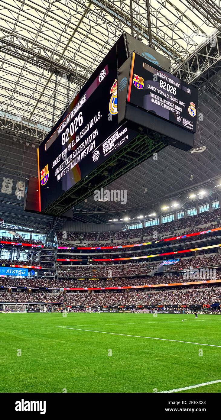 Dallas, Vereinigte Staaten. 29. Juli 2023. Besucherrekord beim Spiel Real Madrid und Barcelona, international freundlich im AT&T Stadium in der Stadt Dallas in den USA, am Samstag, den 29. Juli 2023. Kredit: Brasilien Photo Press/Alamy Live News Stockfoto