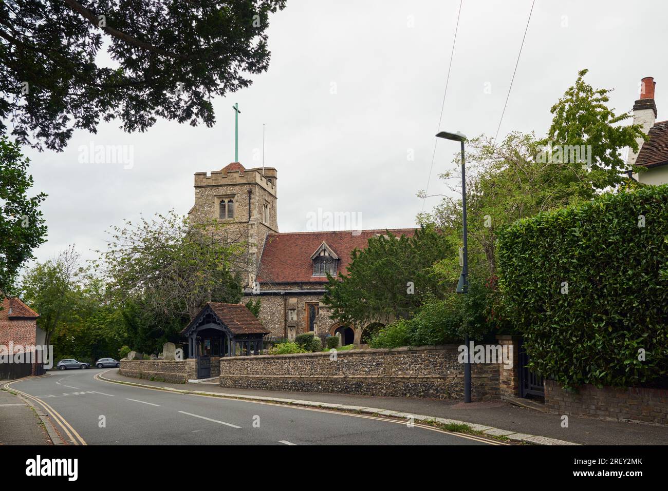 Die historische Kirche St. John the Baptist in Church Lane, Pinner, Middlesex, Greater London UK Stockfoto