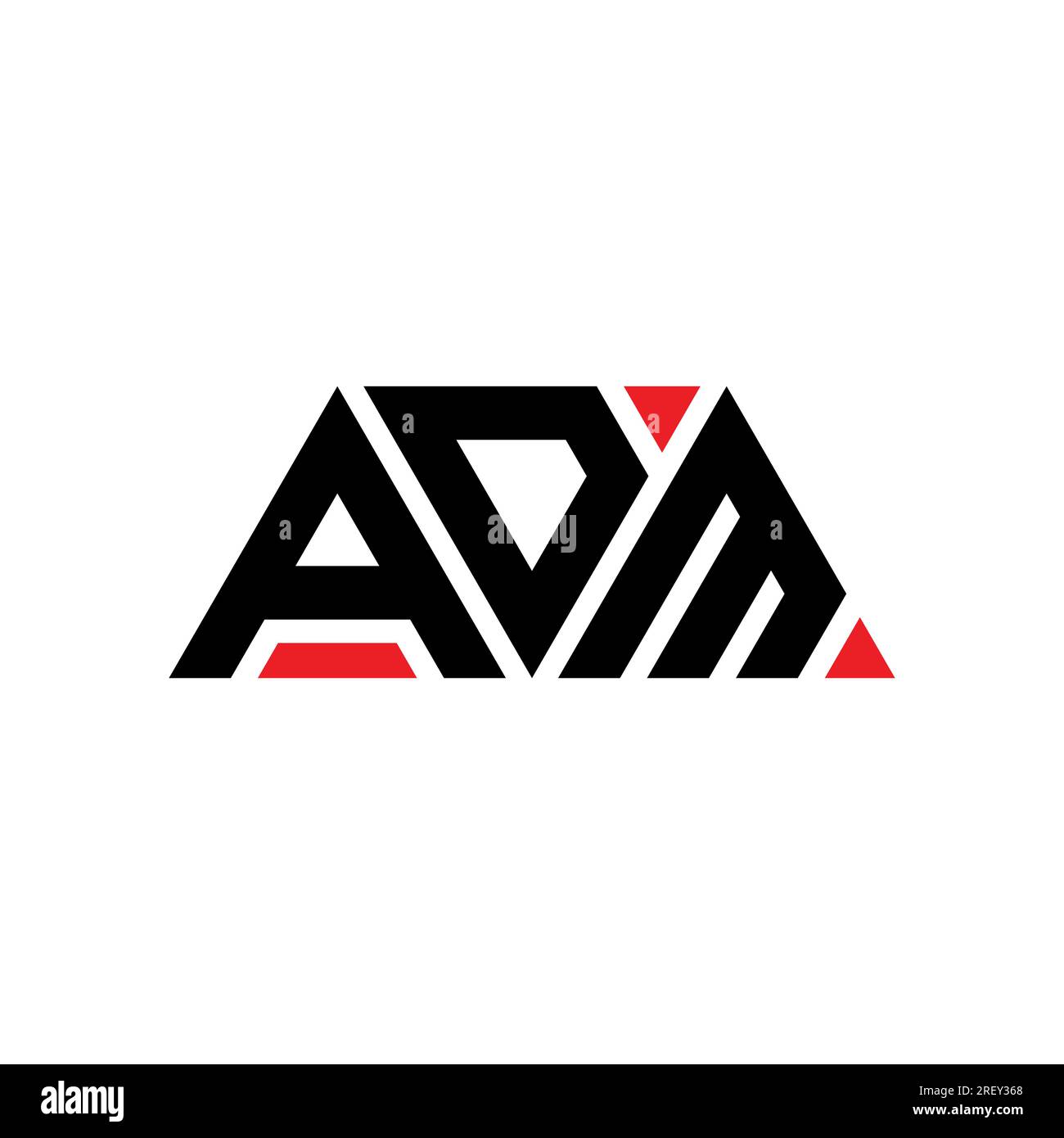 Logo mit ADM-Dreiecksbuchstaben und Dreiecksform. Monogramm mit ADM-Dreieck-Logo. ADM-dreieckige Vektorvorlage mit roter Farbe. ADM Triangul Stock Vektor