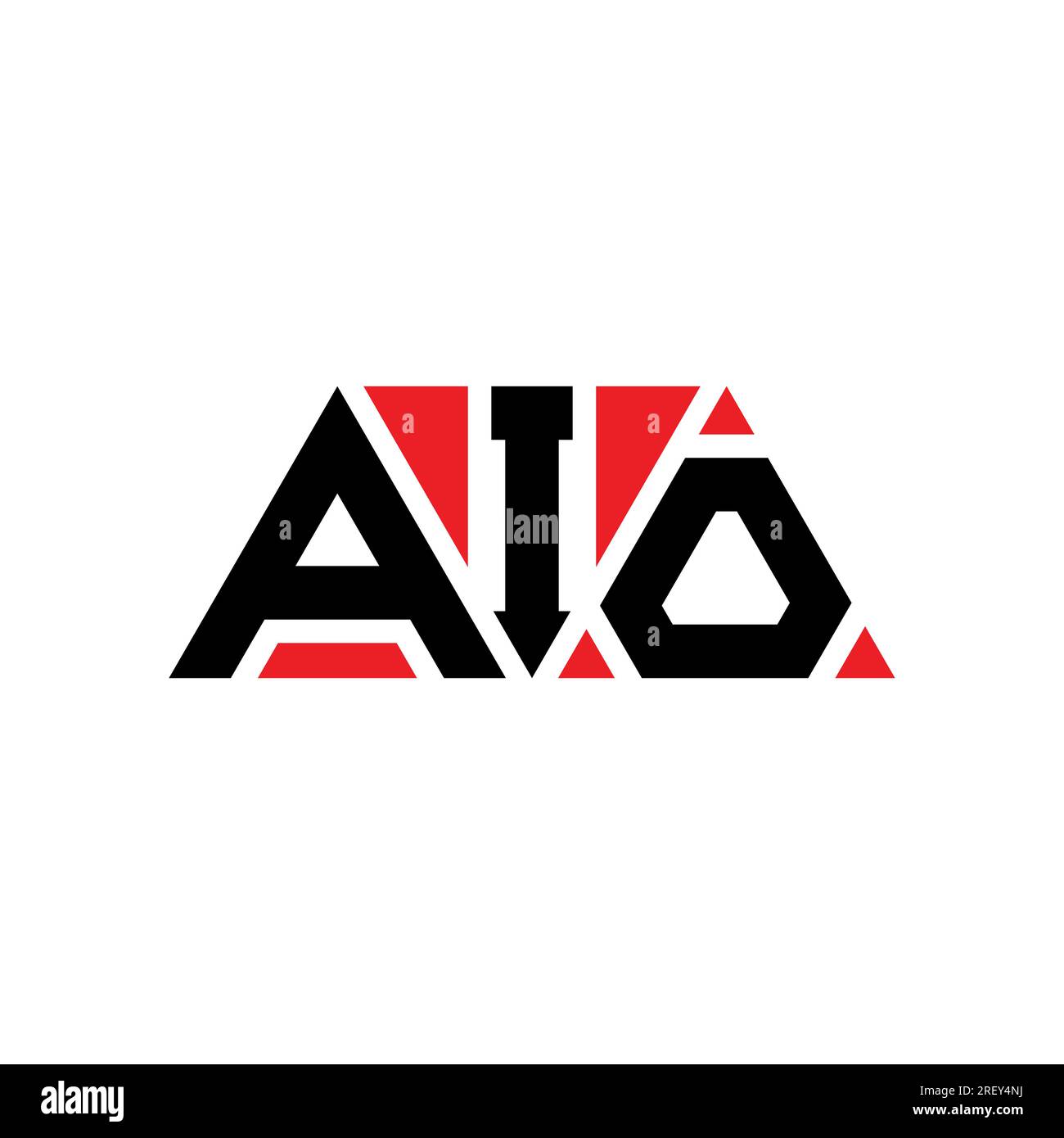 AIO-Logo mit dreieckigem Buchstaben in Dreiecksform. Monogramm mit Dreieck-Logo für AIO. AIO-Dreieck-Vektor-Logo-Vorlage mit roter Farbe. AIO Triangul Stock Vektor