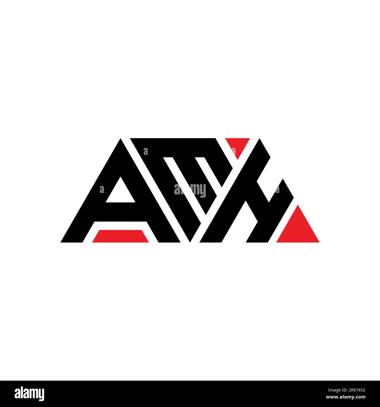 Logo mit AMH-Dreiecksbuchstaben in Dreiecksform. AMH-Dreieck-Logo-Monogramm. AMH-Dreieck-Vektor-Logo-Vorlage mit roter Farbe. AMH Triangul Stock Vektor