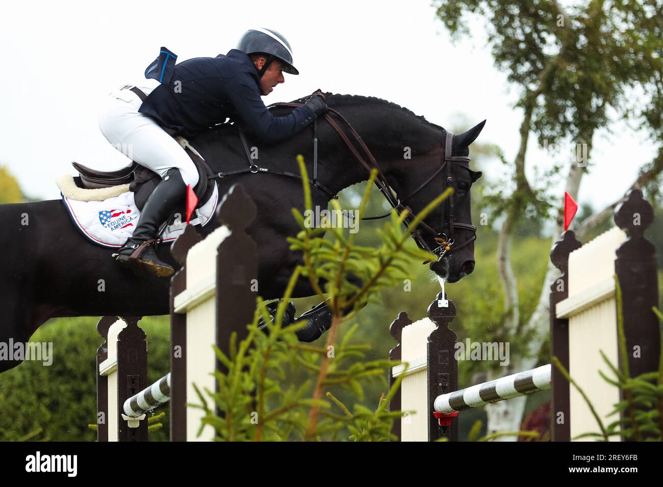 Hassocks, Vereinigtes Königreich, 30. Juli 2023. Robert Whitaker in Aktion auf Vermento während des Longines King George V Gold Cup und der Longines Royal International Horse Show. Kredit: Rhianna Chadwick/Alamy Live News Stockfoto