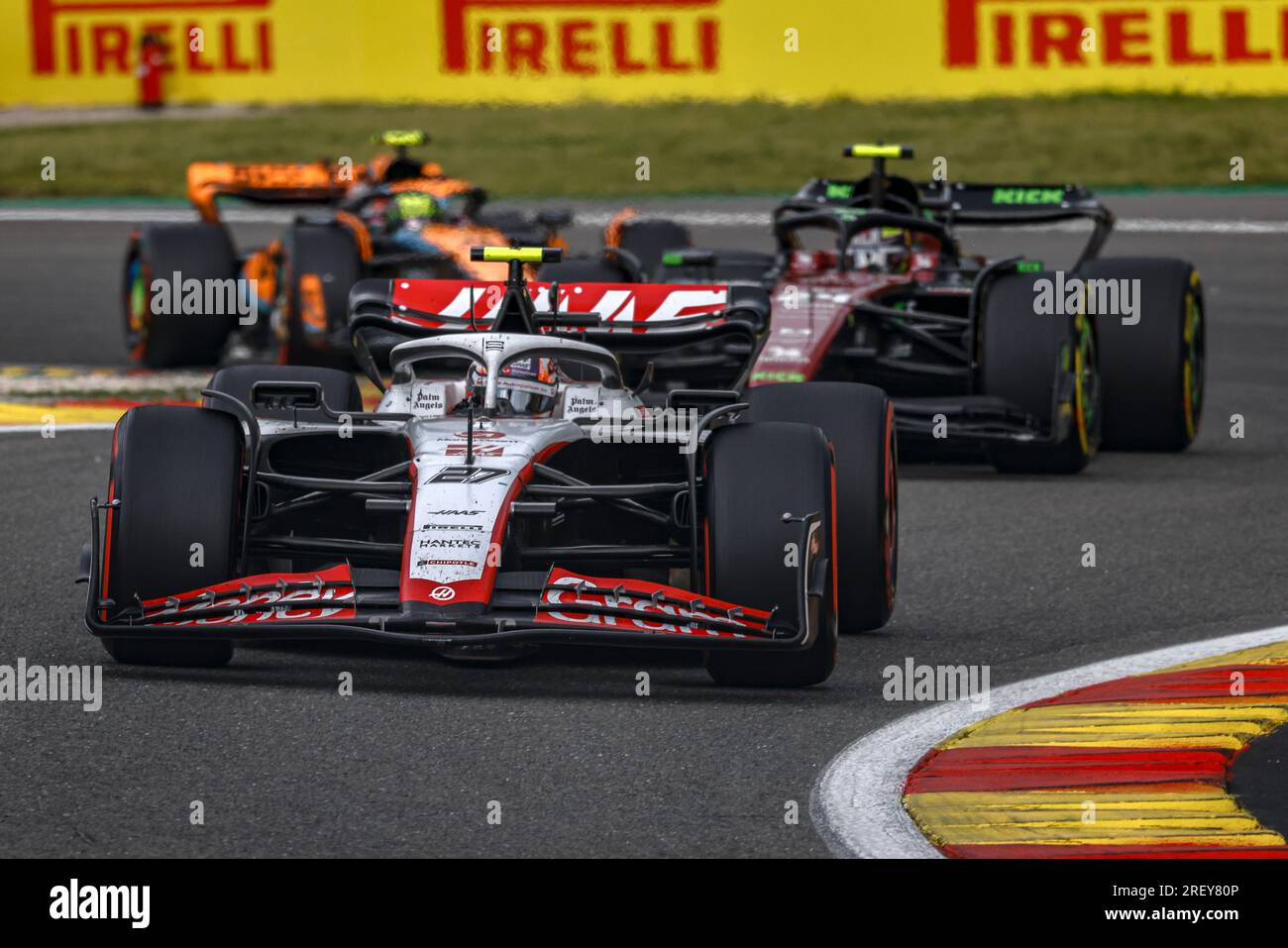 27 HULKENBERG Nico (ger), Haas F1 Team VF-23 Ferrari, Action während des Formel 1 MSC Cruises Belgischen Grand Prix 2023, 12. Runde der Formel-1-Weltmeisterschaft 2023 vom 28. Bis 30. Juli 2023 auf dem Circuit de Spa-Francorchamps in Stavelot, Belgien - Foto Paul Vaicle/DPPI Stockfoto