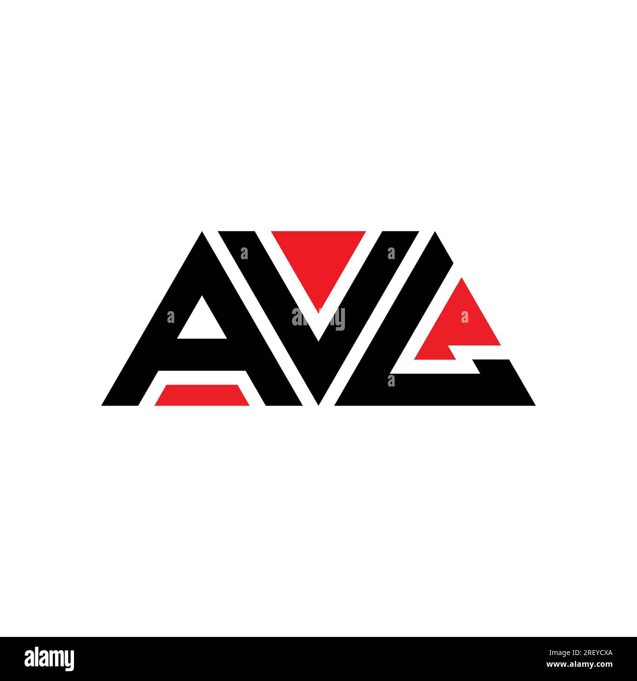 AVL-Logo mit Dreiecksbuchstaben und Dreiecksform. AVL-Monogramm mit Dreieckslogo. AVL-dreieckige Vektor-Logo-Vorlage mit roter Farbe. AVL Triangul Stock Vektor