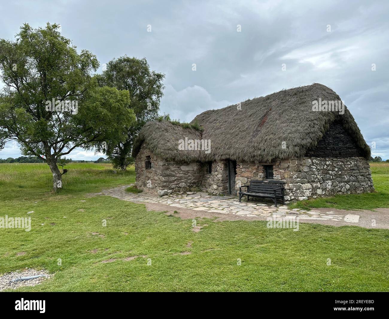 Strohhütte bei Culloden Battle in Schottland Stockfoto