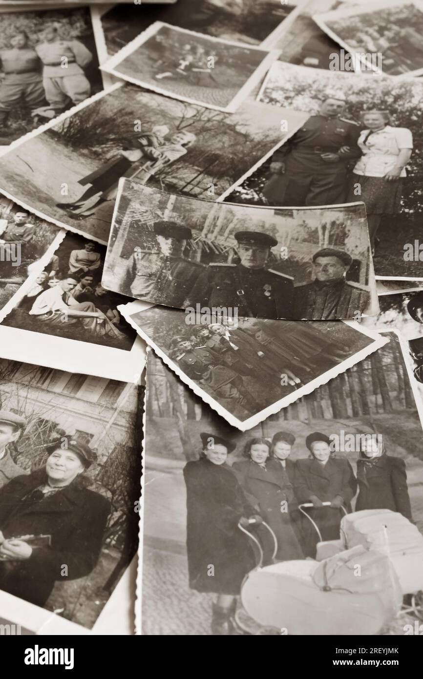 Verschiedene Fotos Ende 1940er Stockfoto