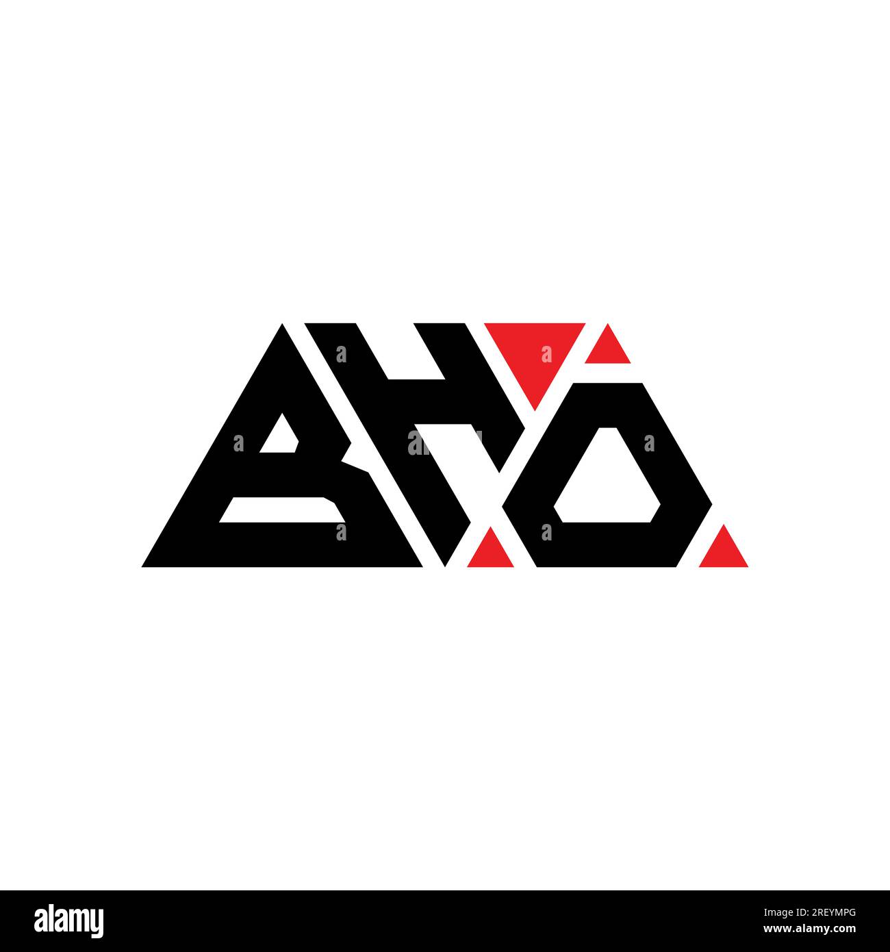 Logo mit BHO-Dreiecksbuchstaben und Dreiecksform. Monogramm mit BHO-Dreieck-Logo. BHO-dreieckige Vektorvorlage mit roter Farbe. BHO Triangul Stock Vektor