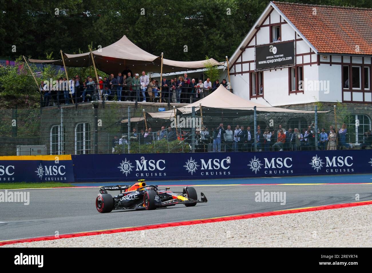 Während des Rennens am Sonntag, den 30. Juli, FORMEL 1 MSC KREUZFAHRTEN VOM GROSSEN PREIS BELGIENS vom 2023. Bis Jul28. Juli bis zum 30. 2023. Juli Spa Francorshamps, Belgien Stockfoto