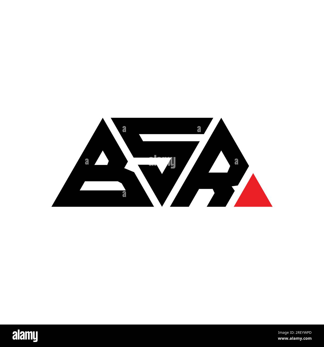 BSR-Logo mit Dreiecksbuchstaben und Dreiecksform. Monogramm mit BSR-Dreieck-Logo. BSR-dreieckige Vektorvorlage mit roter Farbe. BSR Triangul Stock Vektor