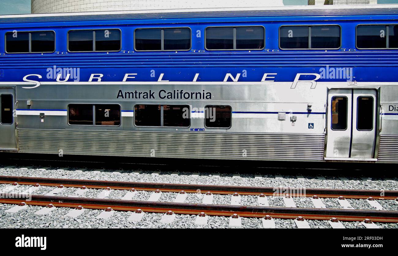 Amtrak Pacific Surfliner Passagierauto, an der Los Angeles Union Station, Kalifornien Stockfoto