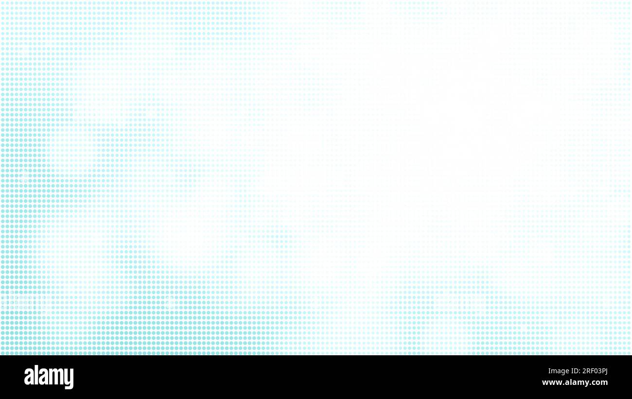 Abstraktes türkisfarbenes Halbtonmuster auf weißem Hintergrund, Kopierbereich. Gepunktetes Muster für Vorlage, Broschüre, Visitenkarte, Webseite usw. 4K-Auflösung Stockfoto