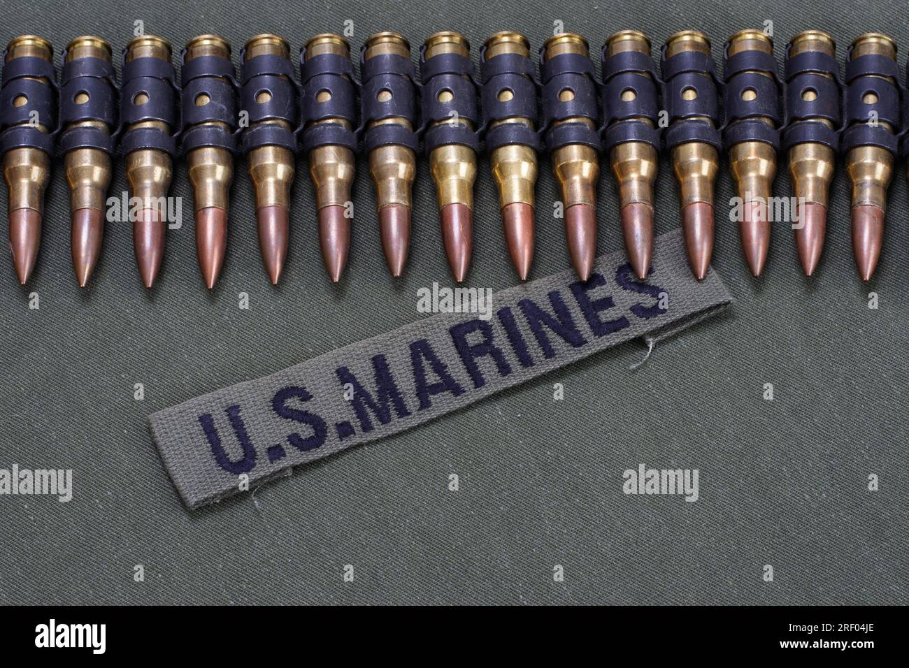 GRÜNE Uniform DER US-MARINES mit Klebeband Stockfoto