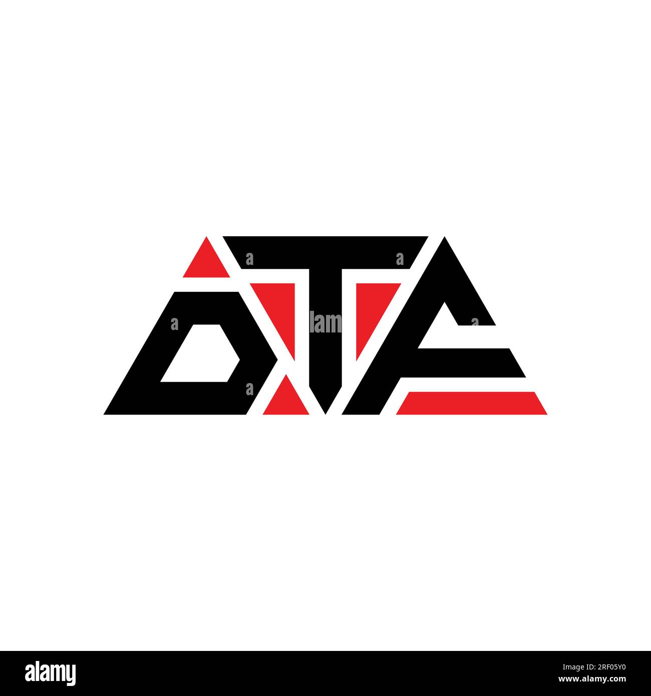 DTF-Logo mit Dreiecksbuchstaben und Dreiecksform. DTF-Dreieck-Logo-Monogramm. DTF-dreieckige Vektorvorlage mit roter Farbe. DTF Triangul Stock Vektor