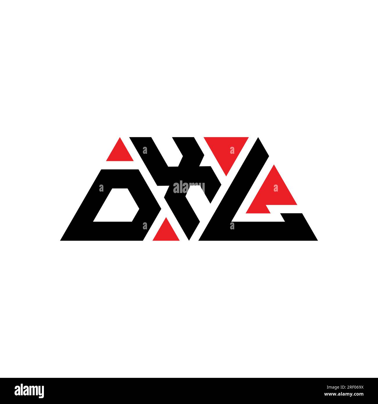 DXL-Logo mit dreieckigem Buchstaben in Dreiecksform. Monogramm mit DXL-Dreieck-Logo. DXL-dreieckige Vektorvorlage mit roter Farbe. DXL Triangul Stock Vektor