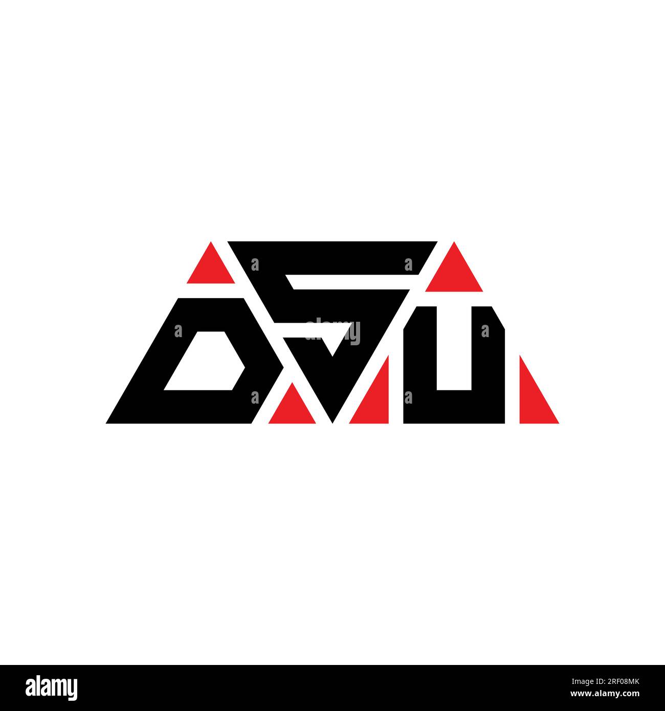 DSU-Logo mit dreieckigem Buchstaben in Dreiecksform. DSU-Dreieck-Logo-Monogramm. DSU-dreieckige Vektorvorlage mit roter Farbe. DSU Triangul Stock Vektor