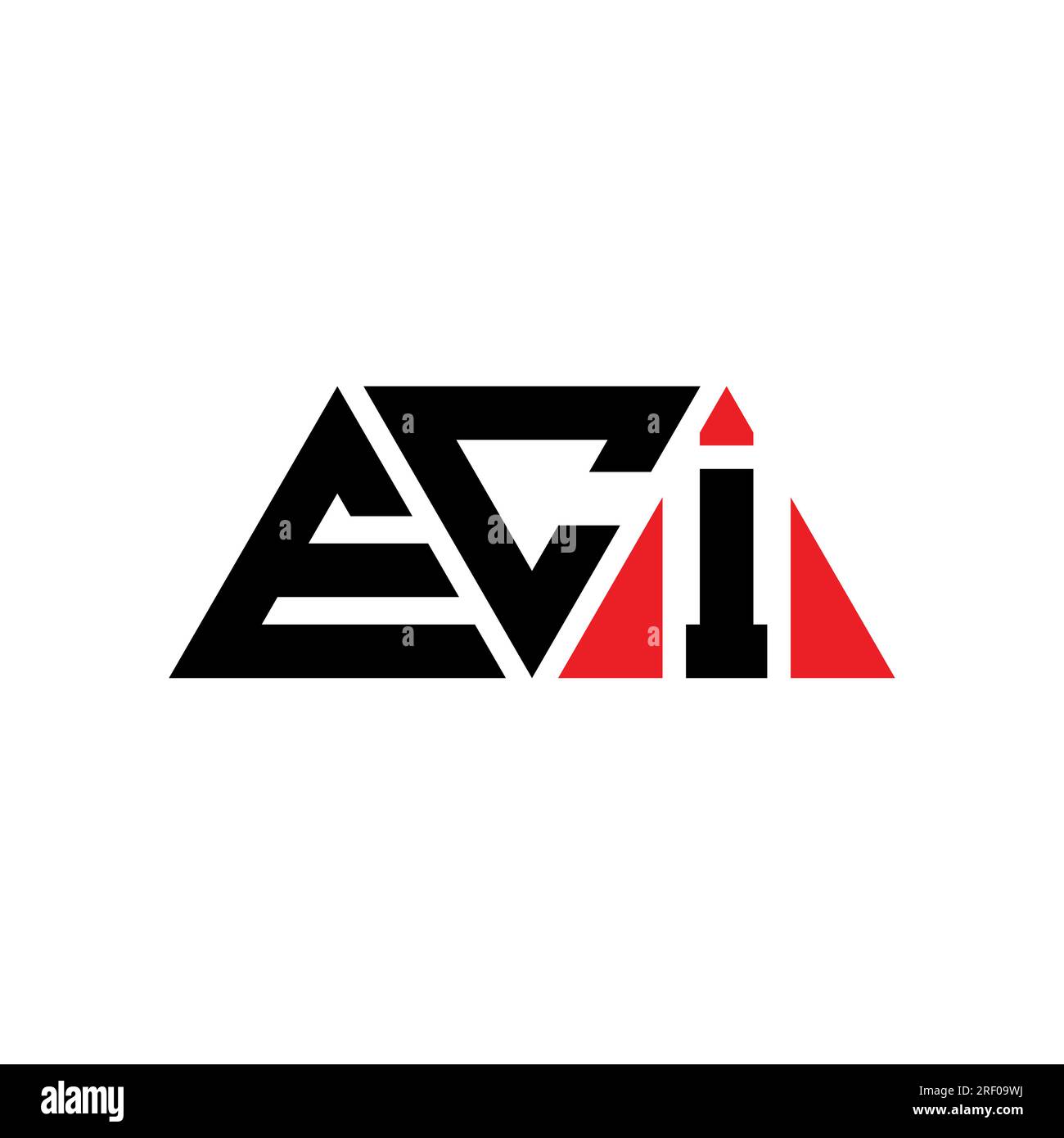 Logo mit EBI-Dreiecksbuchstaben und Dreiecksform. EBI-Dreieck-Logo-Monogramm. ECI-Dreieck-Vektor-Logo-Vorlage mit roter Farbe. EBI-Triangul Stock Vektor