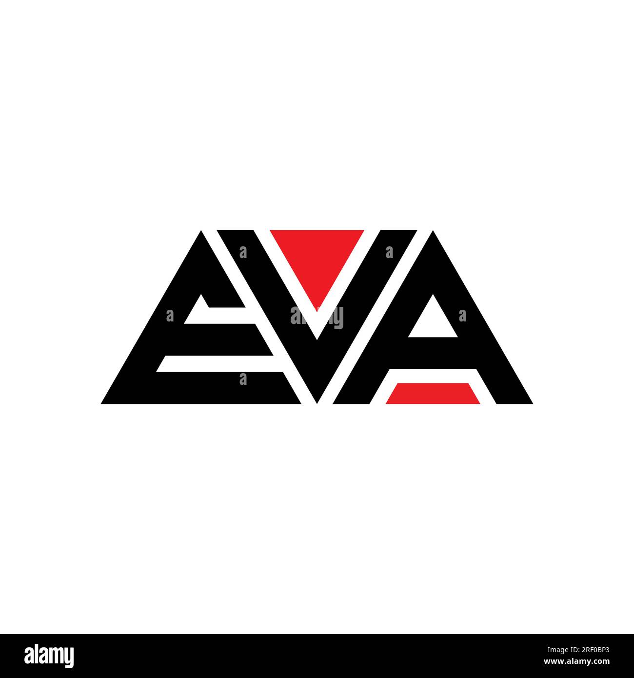 LOGO mit EVA-Dreiecksbuchstaben und Dreiecksform. Monogramm mit EVA-Dreieck-Logo. EVA-dreieckige Vektorvorlage mit roter Farbe. EVA triangul Stock Vektor