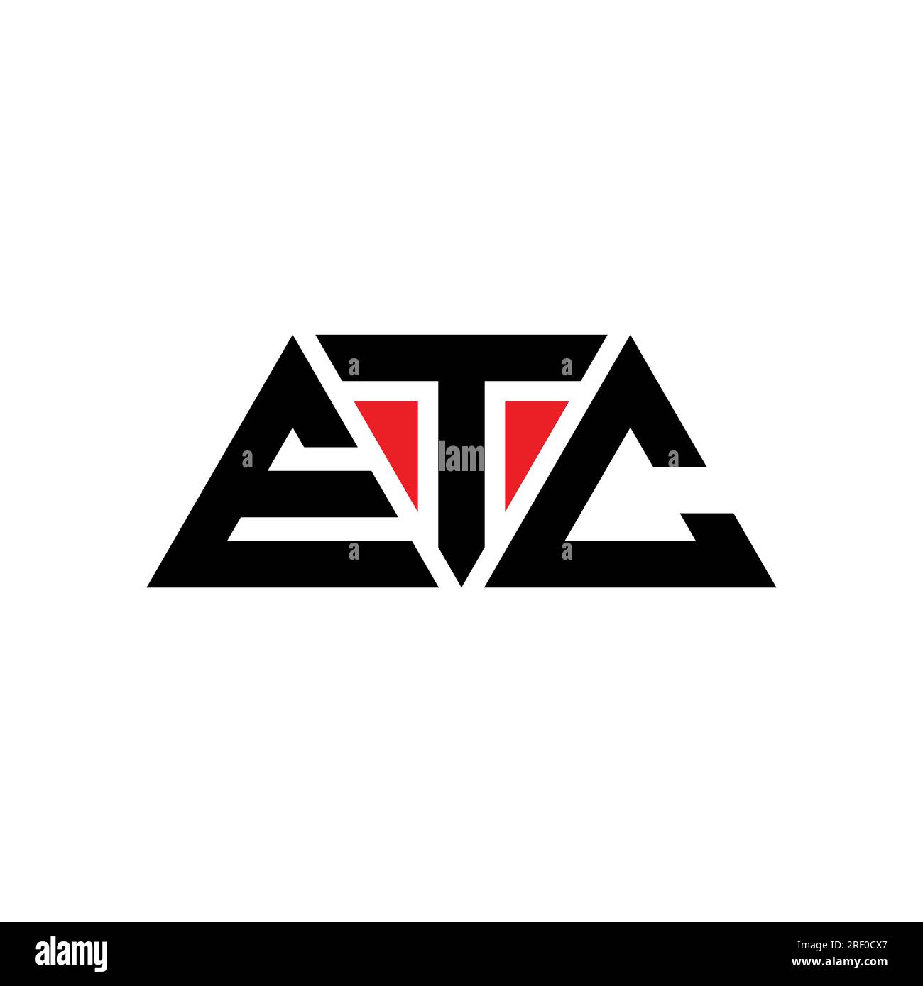 ETC-Logo mit Dreiecksbuchstaben und Dreiecksform. ETC Dreieck Logo Design Monogramm. LOGOVORLAGE FÜR ETC-Dreieck-Vektor mit roter Farbe. USW. Triangul Stock Vektor